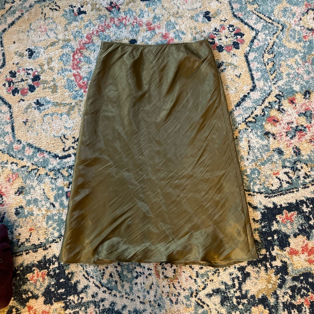 Anthropologie Olive Green Midi Skirt
